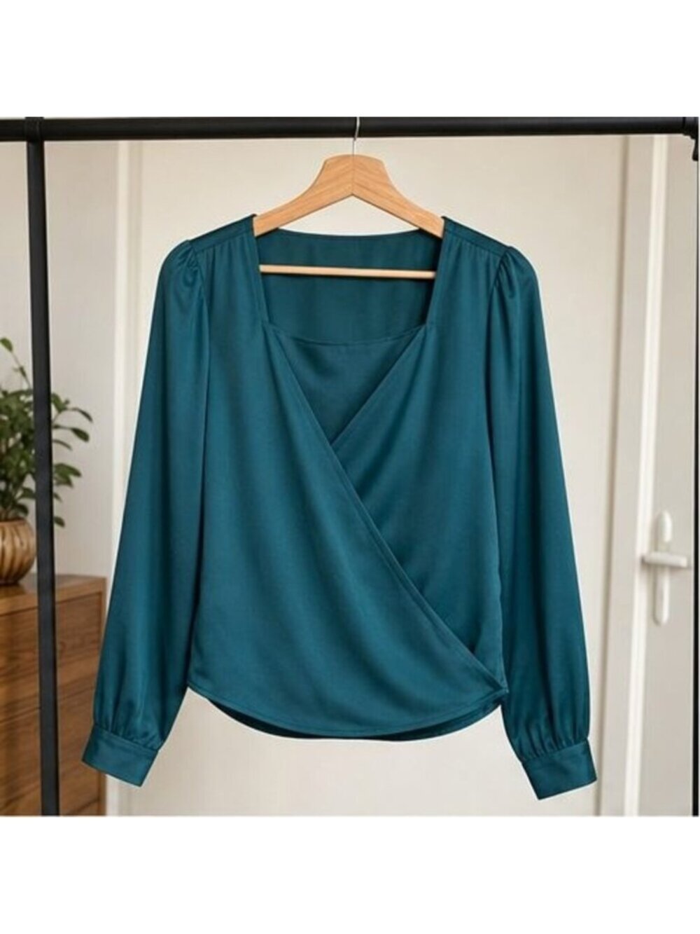 Teal Ruffle Blouse